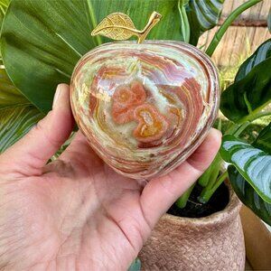 Green Onyx Gold Tone Plated Leaf for Desk Perfect Teacher Appreciation Gift - 3"